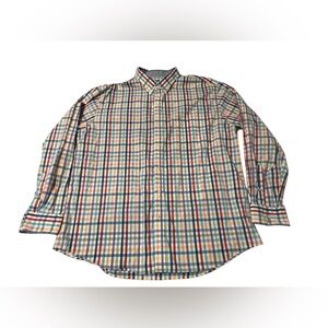 IZOD men’s size XXL long sleeve plaid button down 100% cotton shirt